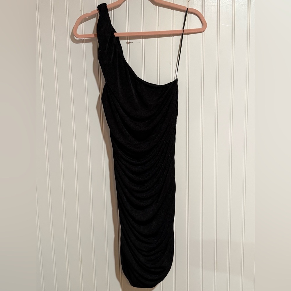 Black off the shoulder mini dress